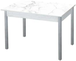 Альфа фотопечать стол обеденный раздвижной / белый мрамор/бетон белый/металлик