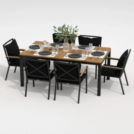 Обеденная группа  TELLA FESTA plus каркас карбон / стол тик 180 / ткань черная