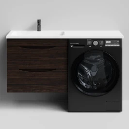 Тумба Смайл 130 подвесной, под стиральную машину, левая, Палисандр ПВХ 43101 Vodok с раковиной в комплекте