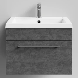Тумба Элис 58 подвесной, 1 ящик, Серый камень ПВХ 57806 Vodok с раковиной в комплекте