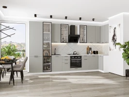 Кухонный гарнитур Флэт-05 Light Grey In 2S-Белый