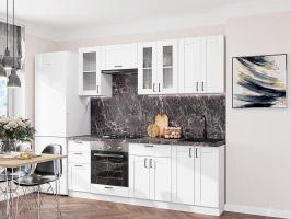 Прямая модульная кухня Лофт-01 White Silk Белый 2140*2200*600