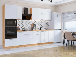 Прямая модульная кухня Квадро-01 Белый Дуб вотан 2140*3000*600 Прямая модульная кухня Квадро-01 Белый Дуб вотан 2140*3000*600