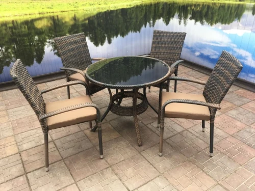 Обеденная Мебель из искусственного ротанга  стол Сантос «SANTOS» и 4 стула-кресла