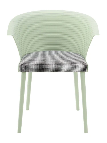 DC277 Стул пластиковый, каркас Салатовый, подушка черно-белая