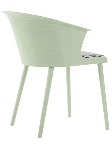 DC277 Стул пластиковый, каркас Салатовый, подушка черно-белая