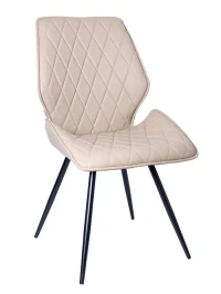 DC231 Стул мягкий поворотный 180, КРЕМОВЫЙ экокожа, каркас металл, черный КРУГЛЫЙ