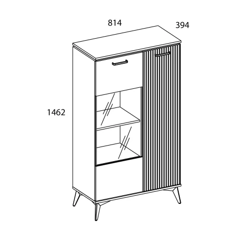 VINATI, Шкаф с витриной 1V1D P. Цвет ПЕРСИДСКИЙ ЖЕМЧУГ/ АМАРОК