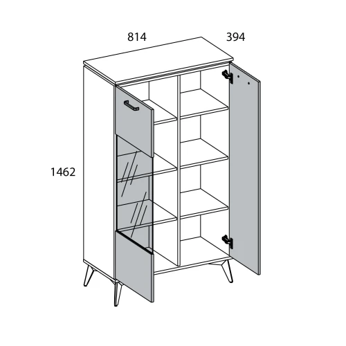 VINATI, Шкаф с витриной 1V1D P. Цвет ПЕРСИДСКИЙ ЖЕМЧУГ/ АМАРОК