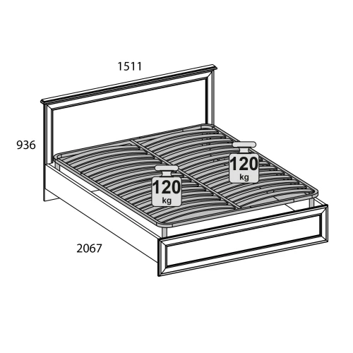Кровать 140, TIFFANY, цвет вудлайн кремовый