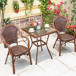 Алюминиевый комплект мебели из искусственного ротанга 70х70 БАМБУК «BAMBOO» арт.2012 + 2 кресла БАМБУК-1 «BAMBOO-1» арт.2001