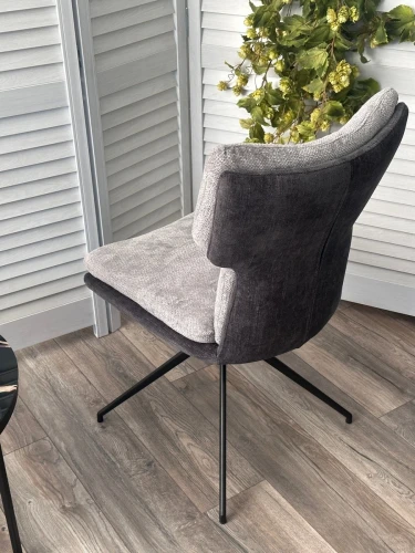 Стул NEVIS 360 град поворот с возвратом TENDER WAY80 серый, шенилл/ ODIN18 тем-серый / Черн, ®DISAUR