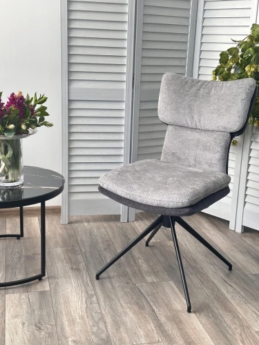 Стул NEVIS 360 град поворот с возвратом TENDER WAY80 серый, шенилл/ ODIN18 тем-серый / Черн, ®DISAUR