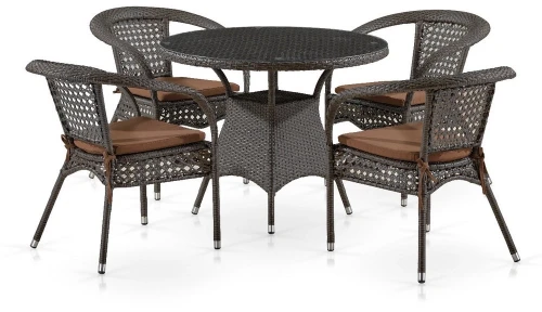 Комплект плетеной мебели Лион-1A T220CT/Y32-W53 Brown 4Pcs (4+1)