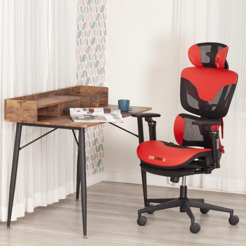 Кресло KingCobra иск. кожа / сетка, черный / красный, 70х70х125 см