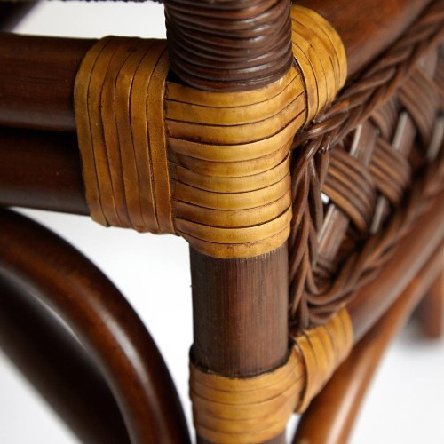 Комплект террасный ANDREA (стол кофейный со стеклом + 2 кресла + подушки) ротанг, 64х67х92см / D60х55, Pecan Washed (античн. орех)