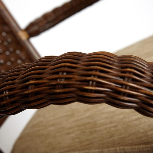 Комплект террасный ANDREA (стол кофейный со стеклом + 2 кресла + подушки) ротанг, 64х67х92см / D60х55, Pecan Washed (античн. орех)