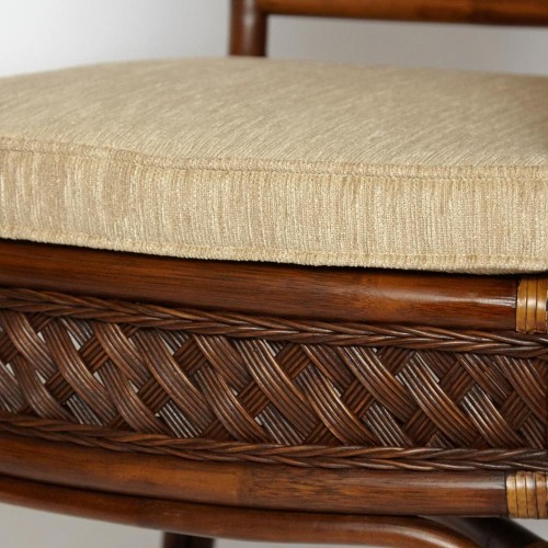 Комплект террасный ANDREA (стол кофейный со стеклом + 2 кресла + подушки) ротанг, 64х67х92см / D60х55, Pecan Washed (античн. орех)