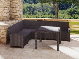 Комплект мебели под ротанг Калифорния “California“ с угловым диваном 240х240 см арт.40497 без подушек и столом 95х95 см арт.80152