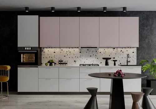 Кухня модульная Мемфис 3600 Японский шелк/Атласный серый МДФ прямая