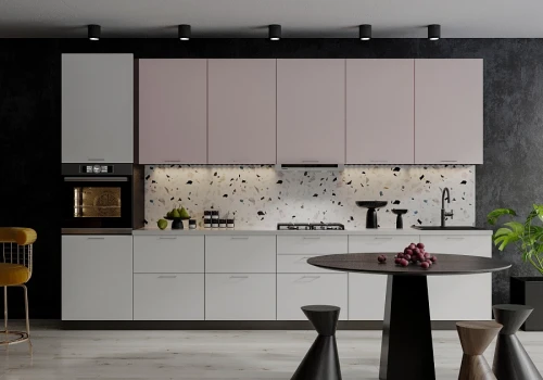 Кухня модульная Мемфис 3600 Японский шелк/Атласный серый МДФ прямая