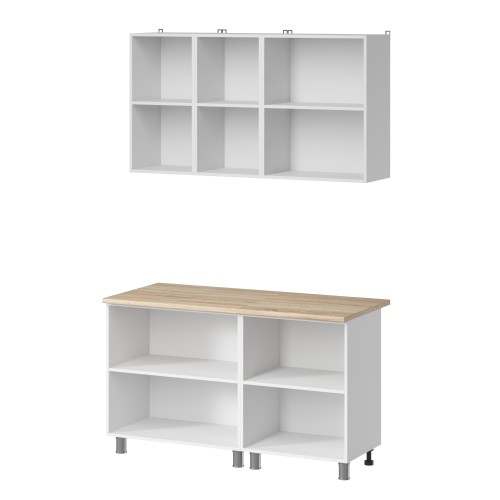 Готовая кухня МК Аленушка 1,4м  Орхидея Крем,скоба черный,сонома