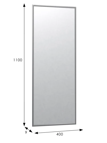 Зеркало настенное в раме Сельетта-6, матовое серебро 110 см х 40 см