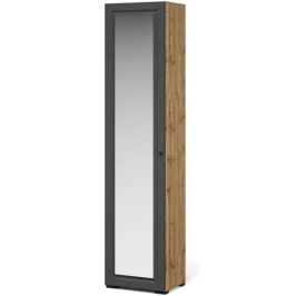 Шкаф «Лацио Сканди» 1д ЛВ (с зеркалом), Вотан/Сканди графит