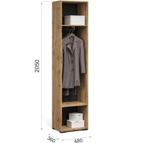 Шкаф «Лацио Сканди» 1д ЛВ (с зеркалом), Вотан/Сканди графит