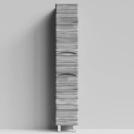 Пенал Адель 35 (1 ящик, 2 двери) напольный, Лиственница структурная контрастно-серая ПВХ 64202, правый, бельевая корзина