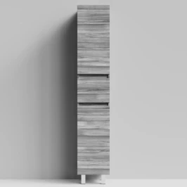 Пенал Бест 35 (2 двери, 1 ящик) напольный, Лиственница структурная контрастно-серая ПВХ 64202, правый, бельевая корзина