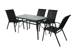 Набор мебели Сан-Ремо  арт.SC-092KD, SC-090 черный,  (4 кресла кор.2+стол 120х70см, каркас черный, сиденья черные) "Garden story"
