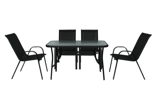 Набор мебели Сан-Ремо  арт.SC-092KD, SC-090 черный,  (4 кресла кор.2+стол 120х70см, каркас черный, сиденья черные) "Garden story"