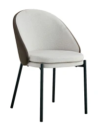 DC24019 Стул мягкий БЕЛО/КОРИЧНЕВЫЙ, каркас металл черный КРУГЛЫЙ