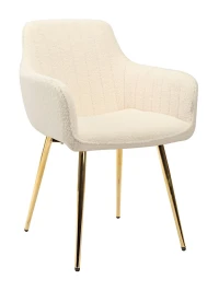DC836 Стул мягкий с подлокотниками, БЕЖЕВЫЙ букля, каркас металл золото DC836 Стул мягкий с подлокотниками, БЕЖЕВЫЙ букля, каркас металл золото