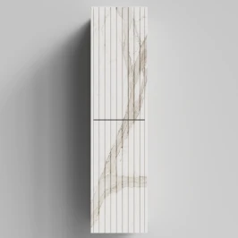 Пенал Тач 35 подвесной, Мрамор Белый натур милк ПВХ 2537, правый, бельевая корзина