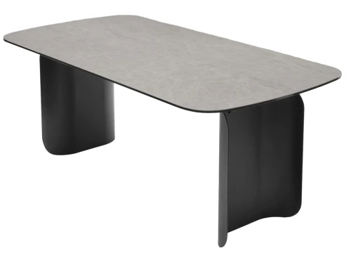 Стол NORD 200 TL-102 Бежевый мрамор, испанская керамика / черный каркас, ®DISAUR