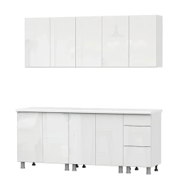 Готовая кухня Модерн New (без столешницы), Белый, Белый глянец