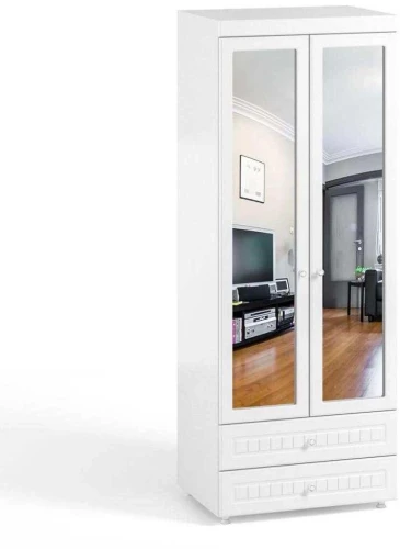 Шкаф 2-х дверный с зеркалами и ящиками (гл.560) Монако МН-50 белое дерево