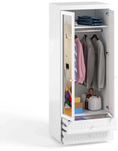 Шкаф 2-х дверный с зеркалами и ящиками (гл.560) Монако МН-50 белое дерево