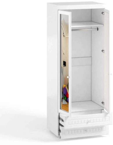 Шкаф 2-х дверный с зеркалами и ящиками (гл.560) Монако МН-50 белое дерево