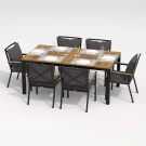 Обеденная группа  TELLA FESTA plus каркас карбон / стол тик 180 / ткань антрацит