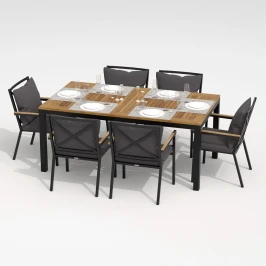 Обеденная группа  TELLA FESTA plus каркас карбон / стол тик 180 / ткань антрацит