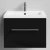 Тумба Элис 58 подвесной, 1 ящик, Черный глянец ПВХ Vodok с раковиной в комплекте