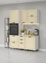 Готовый кухонный гарнитур МК Аленушка 1,6м ПД 2 Астра Крем,скоба черный,сонома