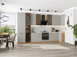 Кухонный гарнитур Флэт-05 Light Grey In 2S-Дуб Вотан