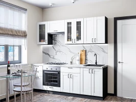 Прямая модульная кухня Лофт-01 White Silk Graphite 2140*2200*600