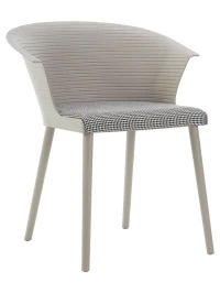 DC277 Стул пластиковый, каркас Бежевый, подушка черно-белая