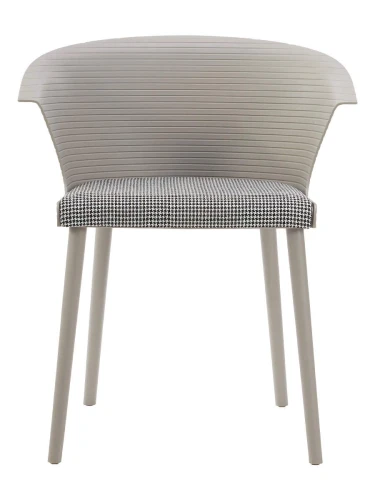 DC277 Стул пластиковый, каркас Бежевый, подушка черно-белая