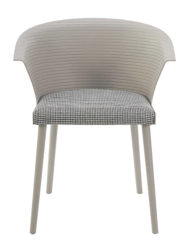 DC277 Стул пластиковый, каркас Бежевый, подушка черно-белая